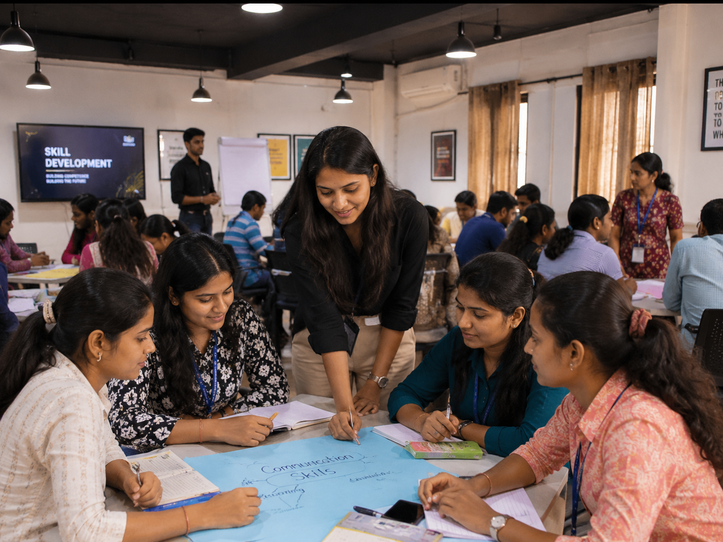 Students engaged in group skill competition